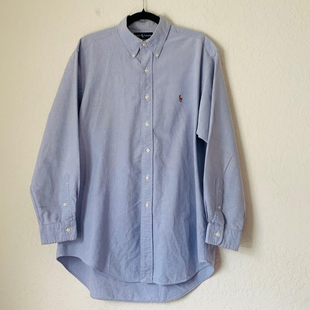 VTG Ralph Lauren Yarmouth Shirt Men 16.5 34 Blue Oxford Cotton Old Money Preppy